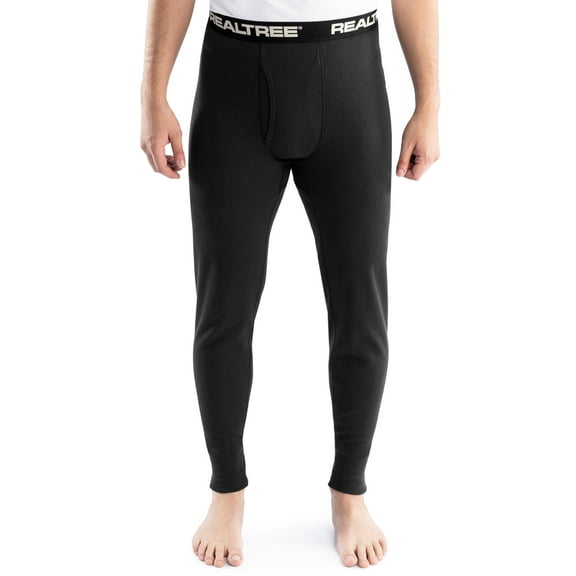 Realtree Men's Cotton Base Layer Thermal Pant, Black, XL