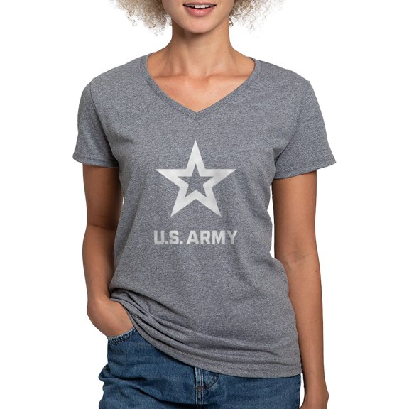 CafePress - U.S. Army® White Logo T Shirt - Women's V-Neck Dark T-Shirt