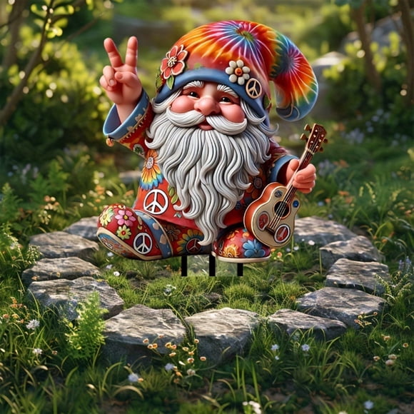YiJuHui Whimsical Hippie Gnome Garden Sign, Bear Theme Acrylic Yard Art, Weather-Resistant Outdoor Decor, Funny Lawn Ornament for Patio Backyard Potted Plant Decoration