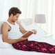 thumbnail image 5 of Balery Burgundy Tie Dye Pantalones de pijama para hombre, pijama ultraligero, pantalón de descanso-Small, 5 of 6