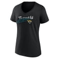 thumbnail image 2 of Women's Fanatics Black Jacksonville Jaguars Slice Script V-Neck T-Shirt, 2 of 3