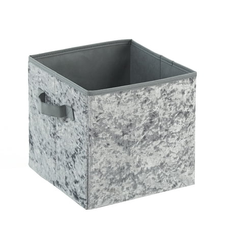 Urban Shop Crushed Velvet 2 Pack Collapsible Storage Cubes, Gray ...