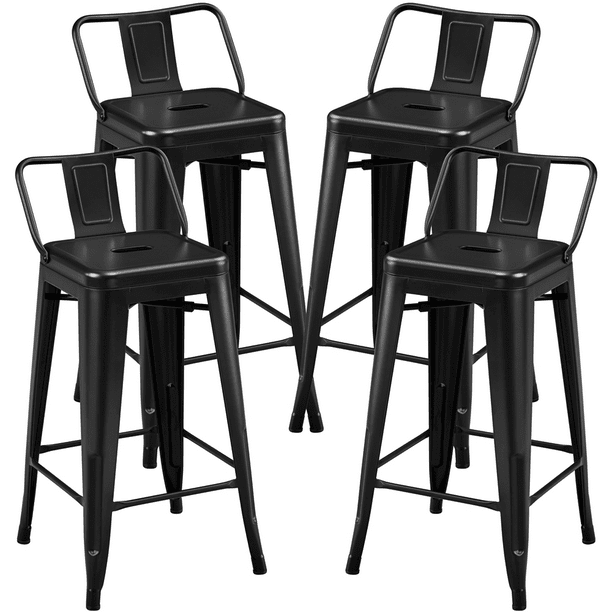 SMILE MART 26" Metal Counter Bar Stools with Low Back for Home Bar