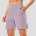 thumbnail image 2 of vigerkar High-Waisted Athletic Shorts for Women - 6" Inseam with Pockets, Soft Fabric for Running, Walking & Yoga (Light Pink, L), 2 of 7