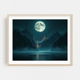 thumbnail image 2 of Lunar Embrace: A Mountain Lake at Night - Painting Moon Night Sky Landscape Mystical Fantasy Surrealism Unframed Wall Art Print 18 x 24 inches, 2 of 4