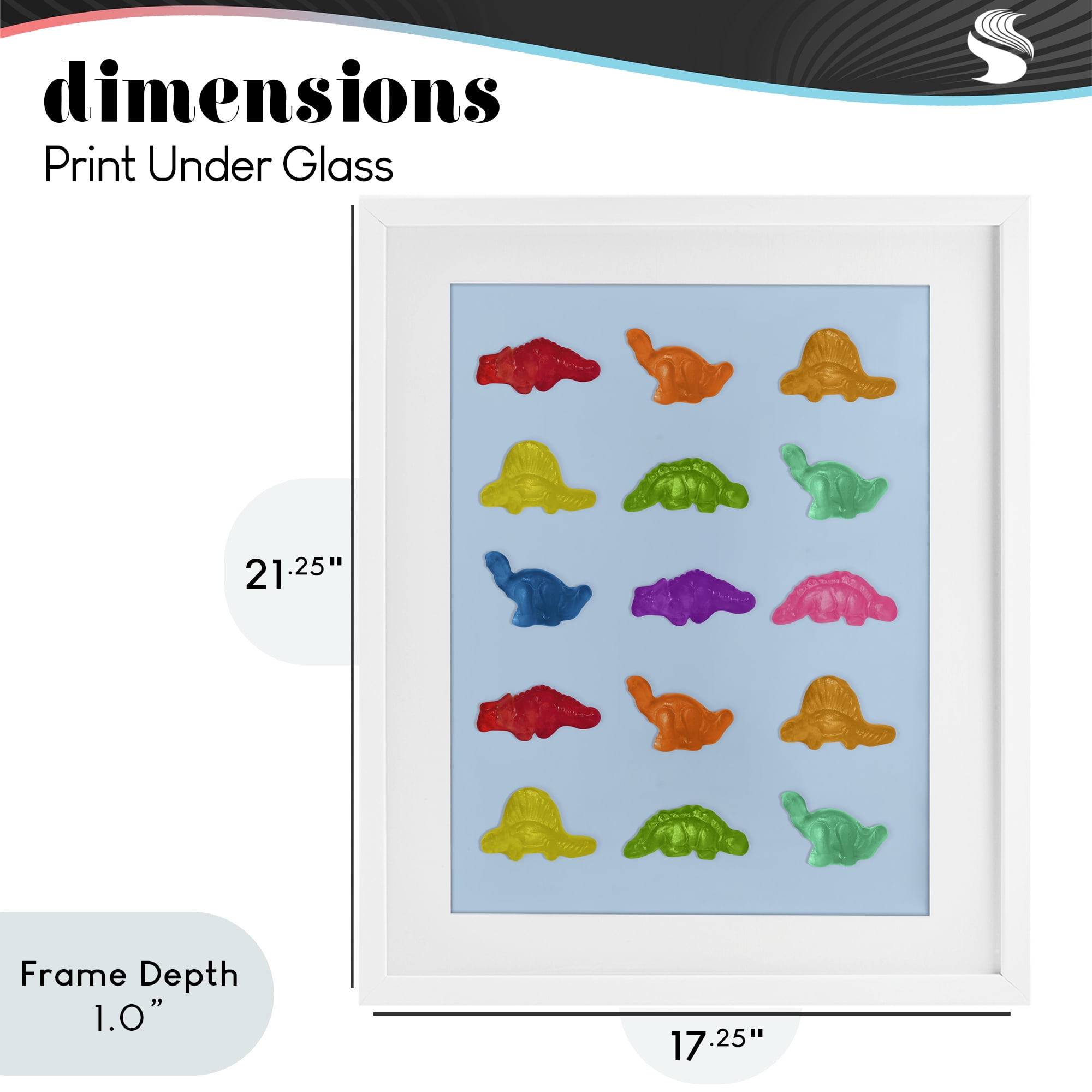Stupell Industries Colorful Dinosaur Candies White Framed Print Under Glass, design by LISH Creative