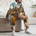 thumbnail image 7 of Sikiie Relaxing Cat With Orange Juice Mens Pajama Set, Soft Warm Long Sleeve Sleepwear, Cozy Button-Down Pjs for Men-, 7 of 7
