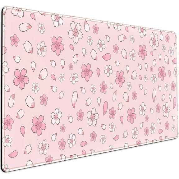 Mrazqev Cherry Blossom Large Mouse Pad 31.5''''x15.7'''', Pastel Anime Aesthetics Desk Pad Keyboard Mat,Mousepad Desk Accessories for Women Office Decor