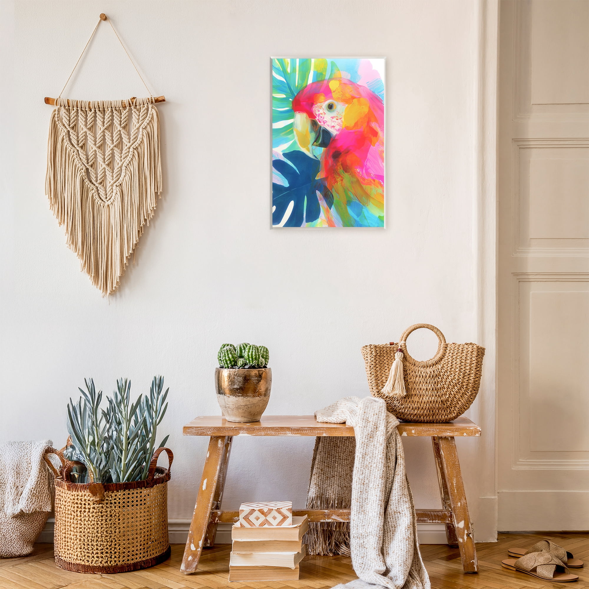 Stupell Industries Scarlet Macaw in Paradise Wall Plaque Art, design by Chromatic Storm Studio
