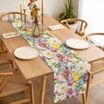 thumbnail image 3 of Table Runner 70 Inches Long for Kitchen Dining, Spring Floral Dresser Scarf Farmhouse, Dining Table Decorations for Wedding/Parties, Farmhouse Elegant Flowers Watercolor 13 x 70 In, 3 of 8