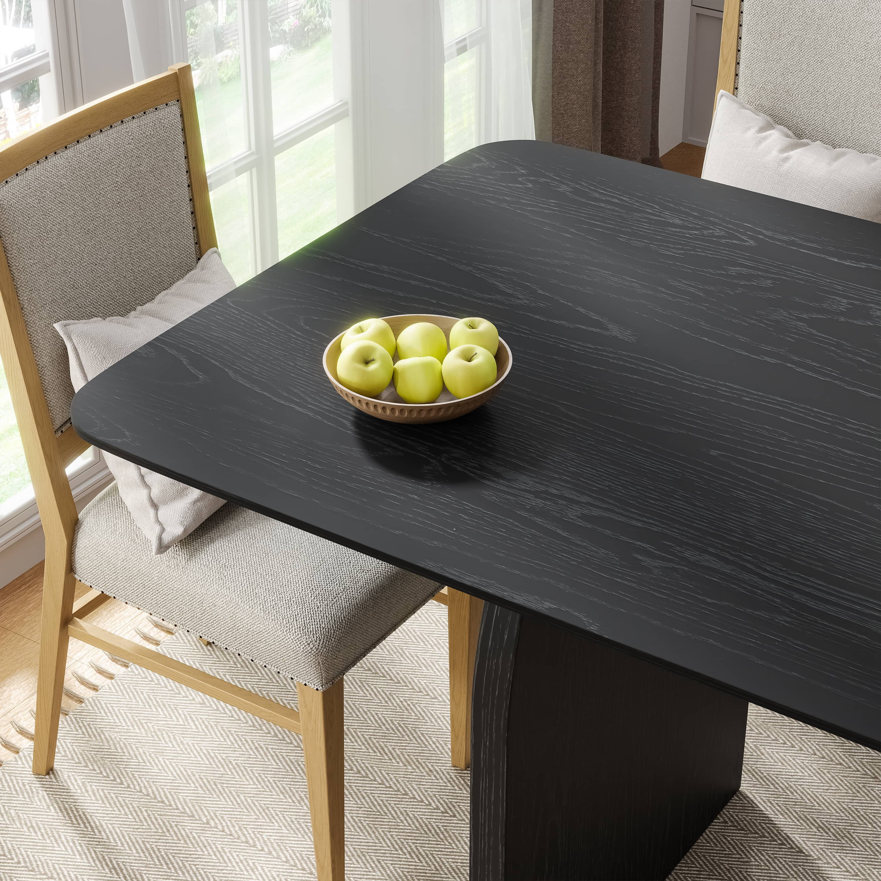 MAYEERTY 67" Rectangular Dining Table for 6, Black