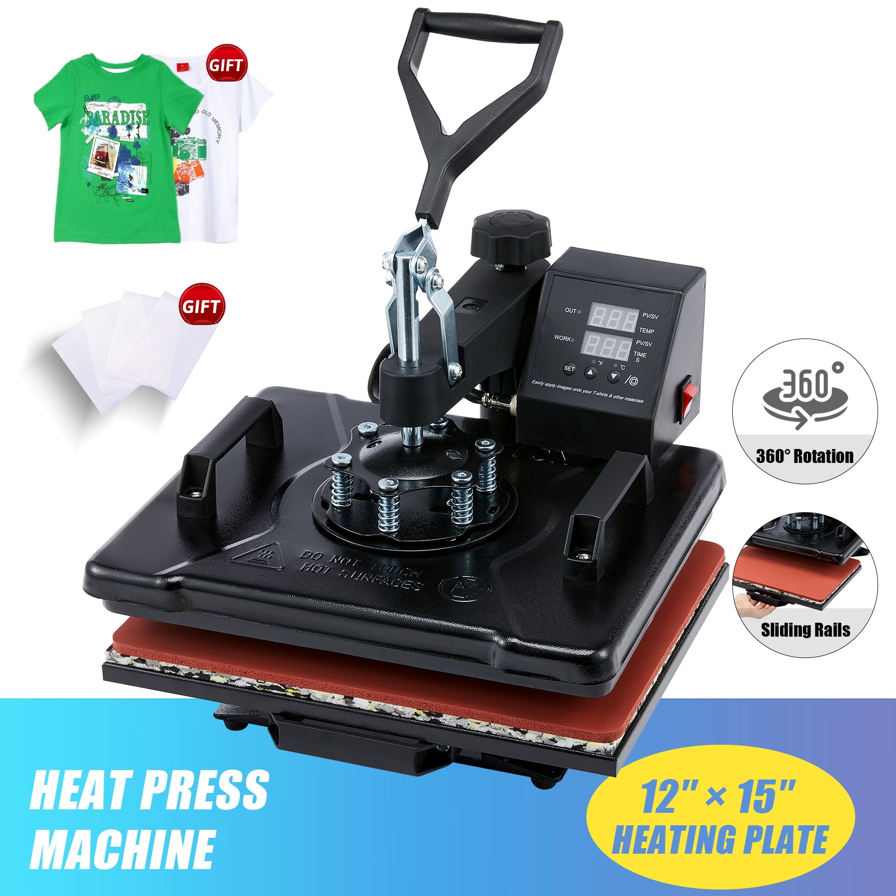 230  8IN1 Swing Away 12" X10" Heat Press Transfer T-Shirt Sublimation Machine 