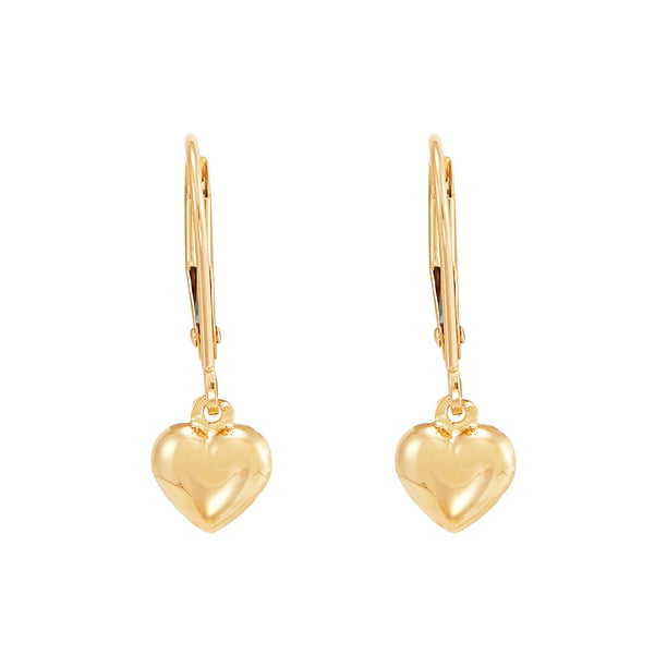 Brilliance Fine Jewelry 10K Yellow Gold Hollow Heart Leverback Earrings ...