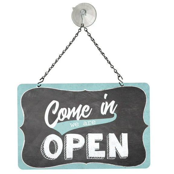 NAHANCO Blue Washed Tones Open/Closed Metal Sign Kit, 12”W x 8”H