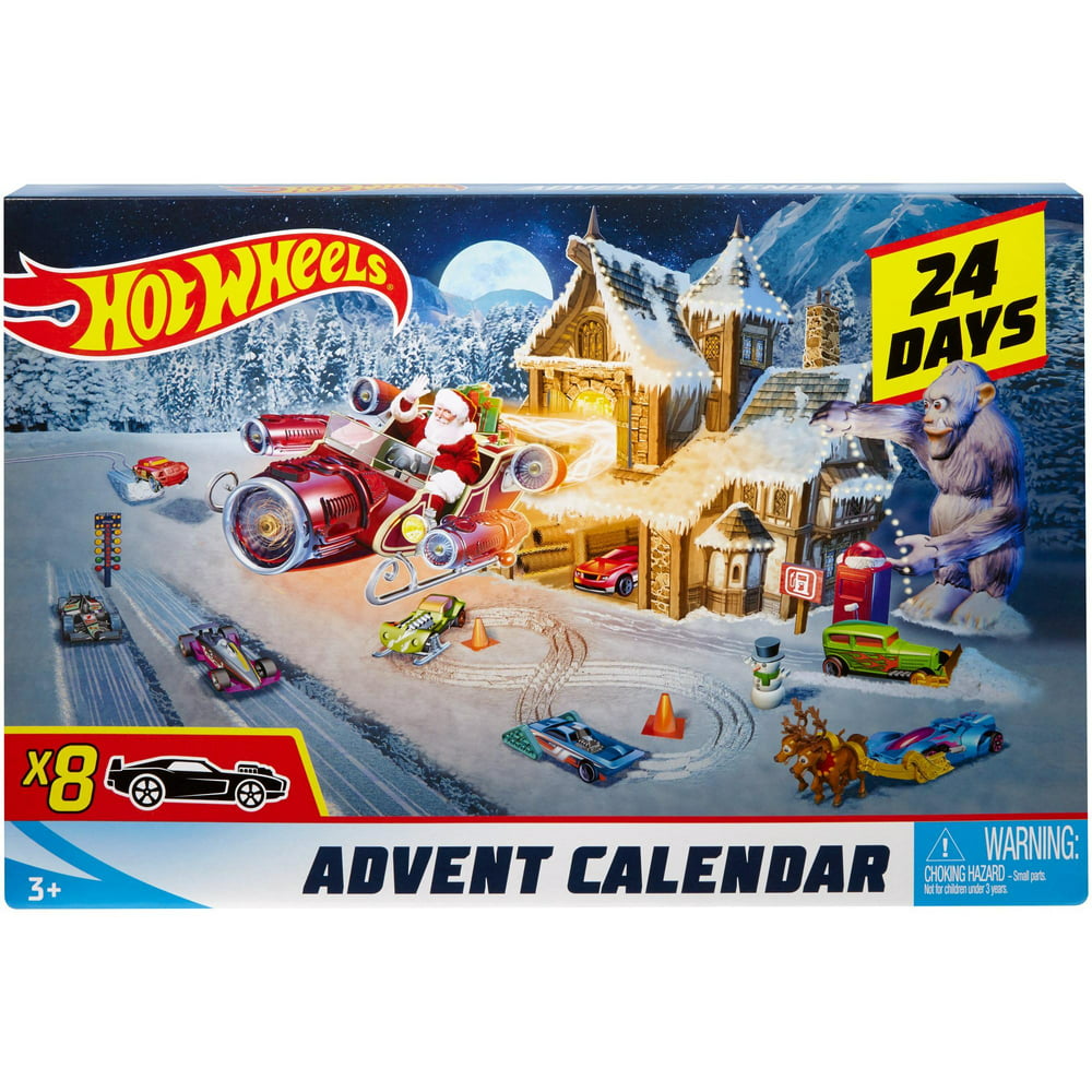 Hot Wheels Advent Calendar with 8Hot Wheels Vehicles & Playmat Set