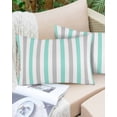 thumbnail image 2 of Outdoor Waterproof Throw Pillow Covers Set of 2 Teal Grey Stripes Decorative Pillowcases Lumbar Outdoor Pillows Cushion Case 20x12 Inch Lines Striped Patio Pillows for Couch Sofa Bed Garden, 2 of 9