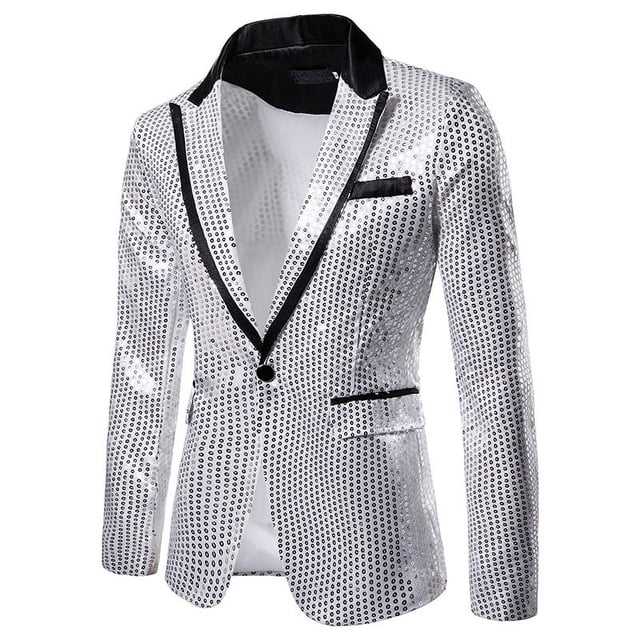 Traje de hombre con lentejuelas, traje de actuación, tienda de noche, traje de chaqueta para hombre