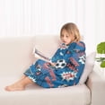 thumbnail image 4 of Blue Soccer Elements Pattern Blanket Hoodies for Kids 6-13YR Oversize Wearable Blanket Hoodies for Boys Girls Teens, 4 of 7