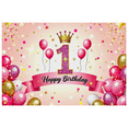 thumbnail image 2 of Pink Themed First Birthday Banner with Crown Balloons and Stars Background Happy Birthday Party Supplies Backdrop Decorations for Photography Props Photo Booth Party Decor, 2 of 6