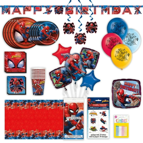 Ultimate Spider-Man Party Supplies Bundle - 119 Piece Complete Set with Plates, Cups, Balloons & More for Birthdays & Anniversaries - Official Licensed Product - Fun & Colorful Celebration!