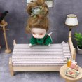 thumbnail image 4 of Mini muebles modelo blanco embrión dormitorio escena simple clásica cama individual, cama doble europea con accesorios de decoración, 4 of 5