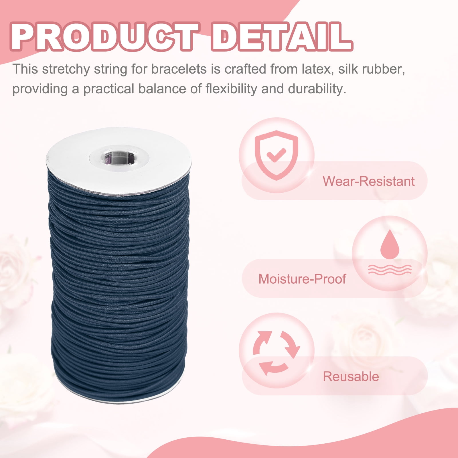 Uxcell Stretchy String for Bracelets, Elastic Crystal Thread Stretch Elastic Beading Cord 2.5mm & Dark Blue-Fitting For(Bracelets/Sewing/Beading/Necklace/Jewelry Making/Crafts DIY)