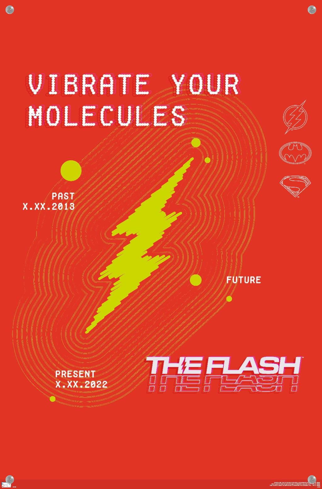DC Comics Movie The Flash - Vibrate Your Molecules Wall Poster with Push Pins, 14.725" x 22.375"