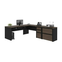 Bestar Connexion 5 Piece L Shaped Office Set in Antigua and Black