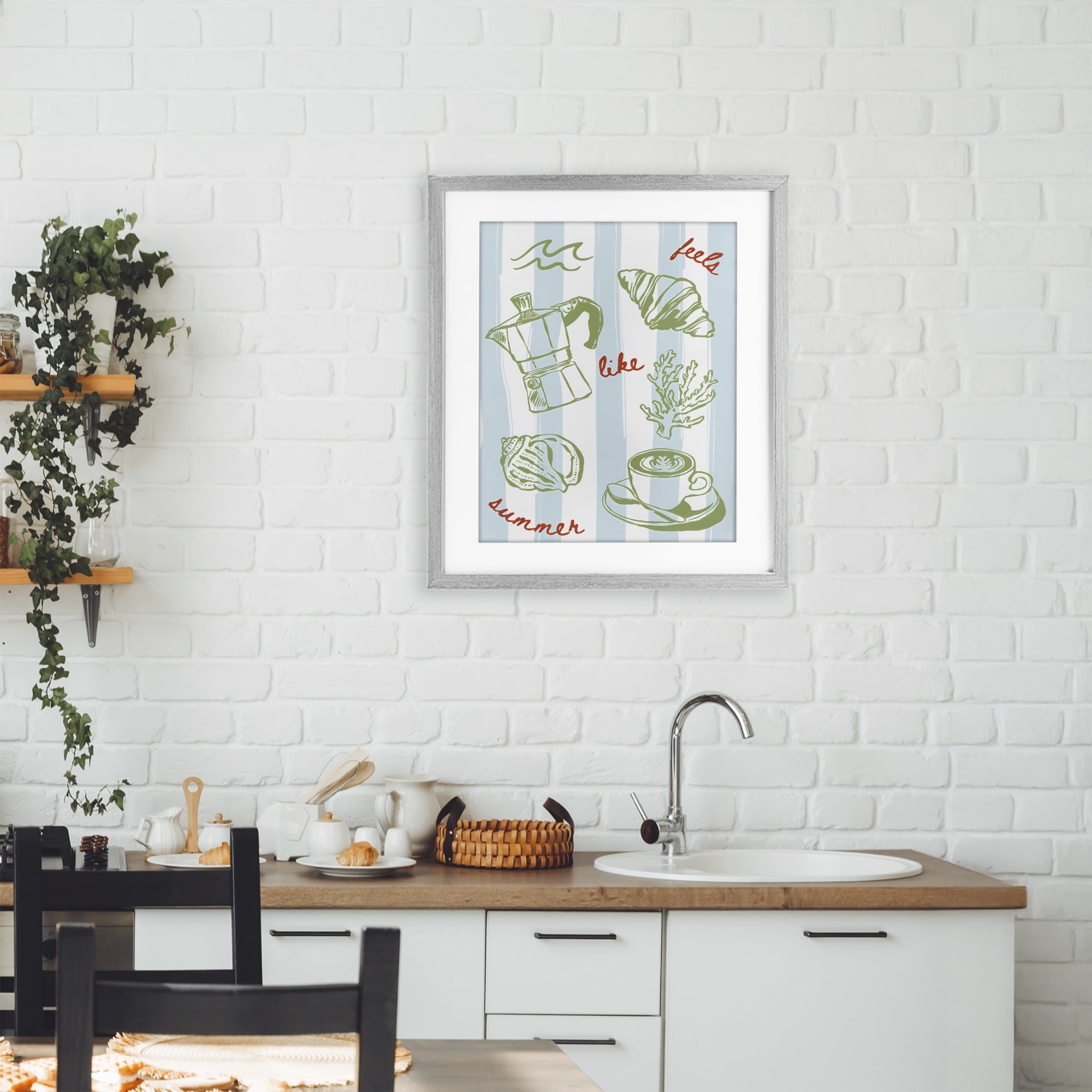 Stupell Industries Feels Like Summer on Stripes Gray Framed Print Under Glass, design by The Prints Vibe