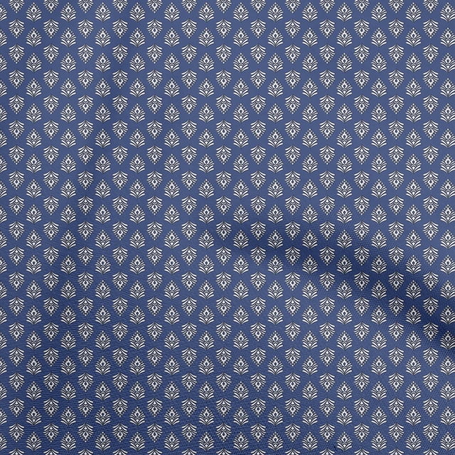 oneOone Viscose Jersey Blue Fabric Asian Block Print Sewing Craft Projects Fabric Prints By Yard 60 Inch Wide