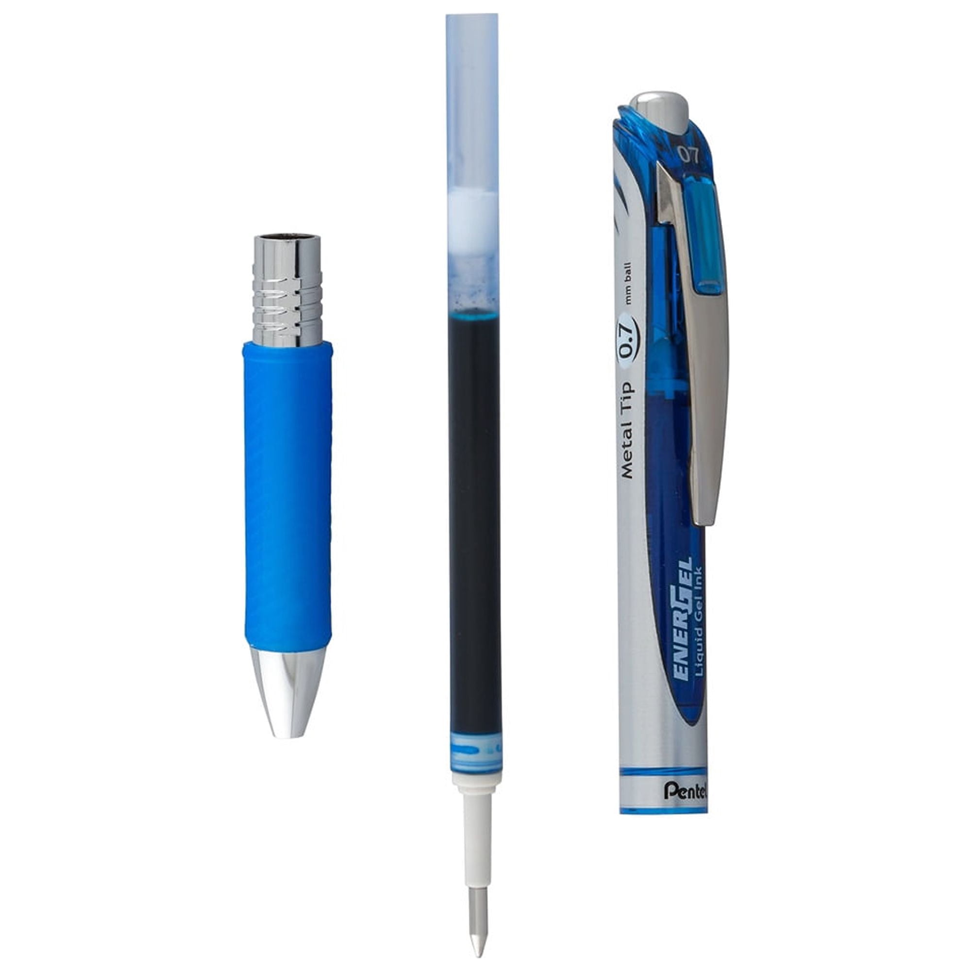 Pentel EnerGel RTX Retractable Liquid Gel Pen  (0.7mm) Metal Tip  Medium Line  Blue (Pack of 24)