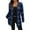 Blue, variant on Womens Outwear Jackets Plaid Button-up Hoodless Casual Long Sleeve Elastic Cardigan Jacket Top Blue XXXL