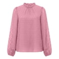 thumbnail image 4 of Annhoo Long Sleeve Shirts for Women Dressy Casual Pleated Crewneck Solid Color Loose Tops Spring Clothes, 4 of 8