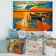 thumbnail image 2 of Boat At The Lake During Evening Glow VII 32 in x 16 in Framed Painting Canvas Art Print, by Designart, 2 of 5