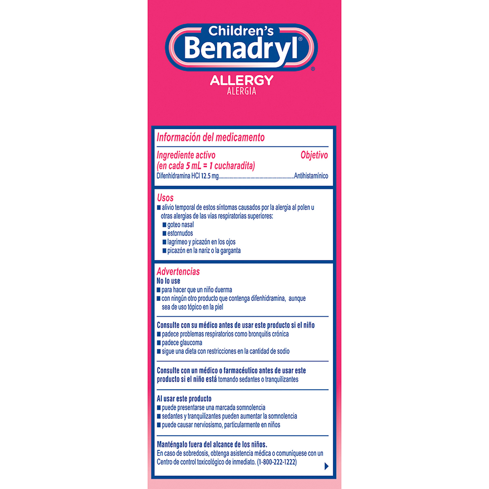 Children S Benadryl Allergy Cherry Flavored 4 Oz Walmart Com Walmart Com