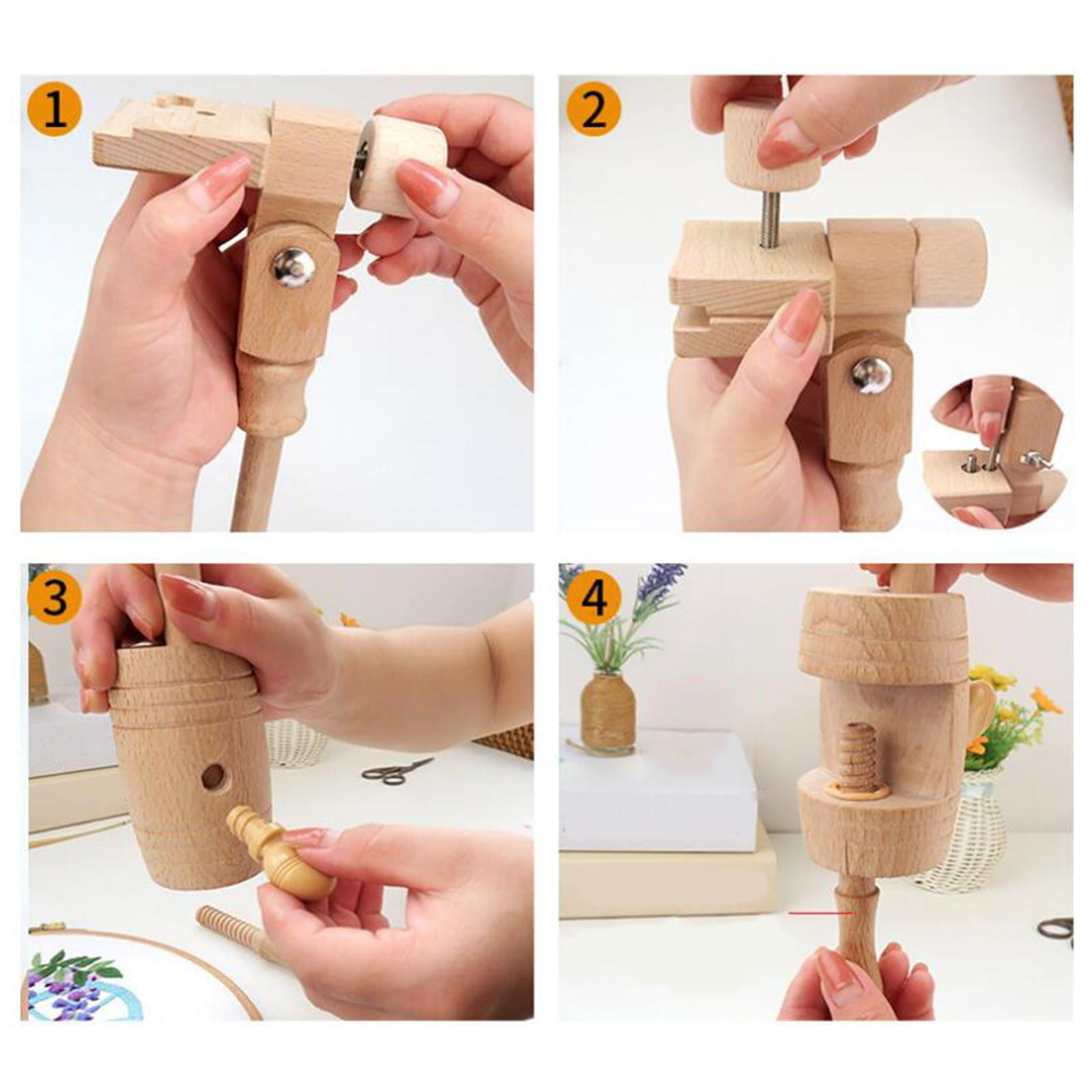 Adjustable Embroidery Hoop Holder with Clamp, Wooden Stitch Stand, Rotated Embroidery Hoop Holder Stand for Embroidery, Needlepoint Craft