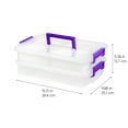 thumbnail image 4 of IRIS USA 9.4 Qt 2 Layer Stack and Carry Storage Containers with Bulked-Up Lid and 4 Removable Dividers, for Art and Craft Supplies Stationeries Medicine Play-Doh Nail Polish, Portable, Clear/Violet, 4 of 7