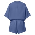 thumbnail image 5 of Costeam Womens Two Piece Outfit Tie Knot V Neck Short Sleeve Top and Elastic Drawstring Waist Shorts Set Linen Blend Matching Set with Pockets, 5 of 9