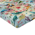 thumbnail image 4 of Ambesonne Birds and Nature Fitted Sheet, Watercolor Vintage, California King, Fern Green Vermilion, 4 of 5