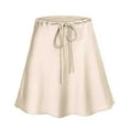 thumbnail image 4 of SMihono Deals Women's Drawstring Satin Mini Skirt High Waisted Elegant Casual A-Line Flared Silk Short Skirts for Women Beige 4, 4 of 6