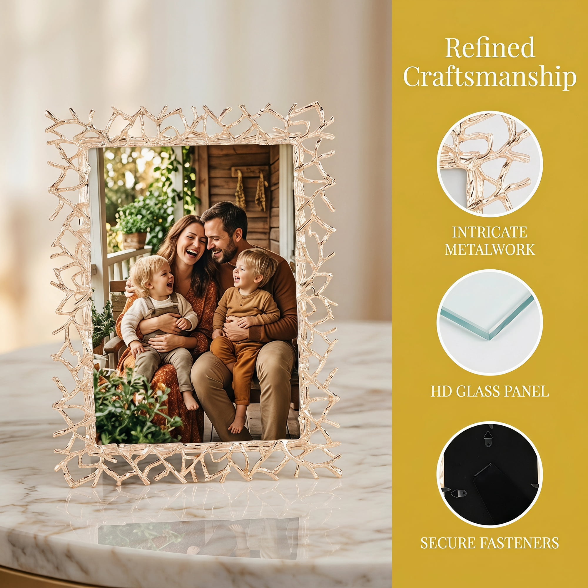 Unique Bargains Modern Metal Minimalist Soft Staging Photo Frame Gold 4" x 6"