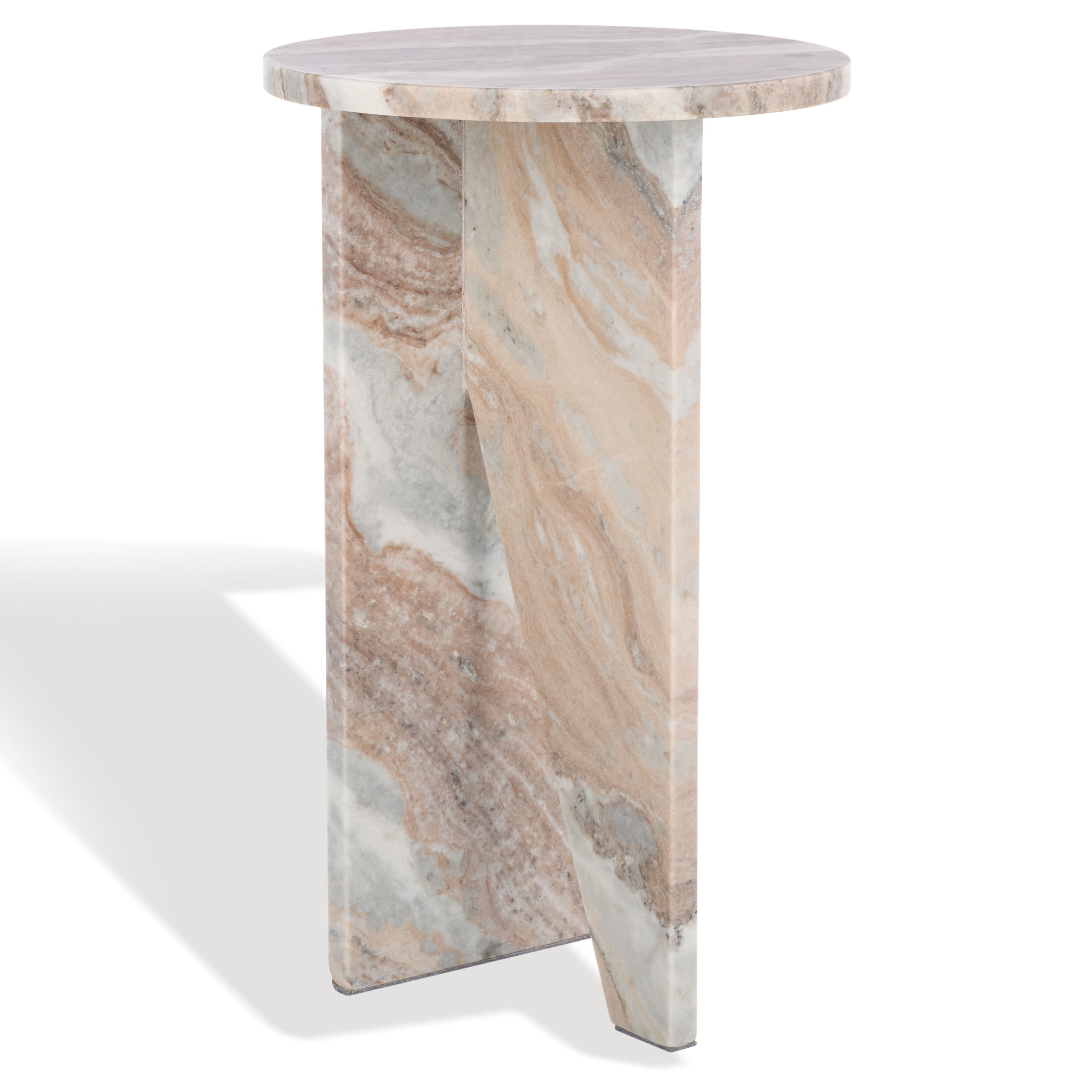 Safavieh Couture Devlin Marble Round End Table, Brown