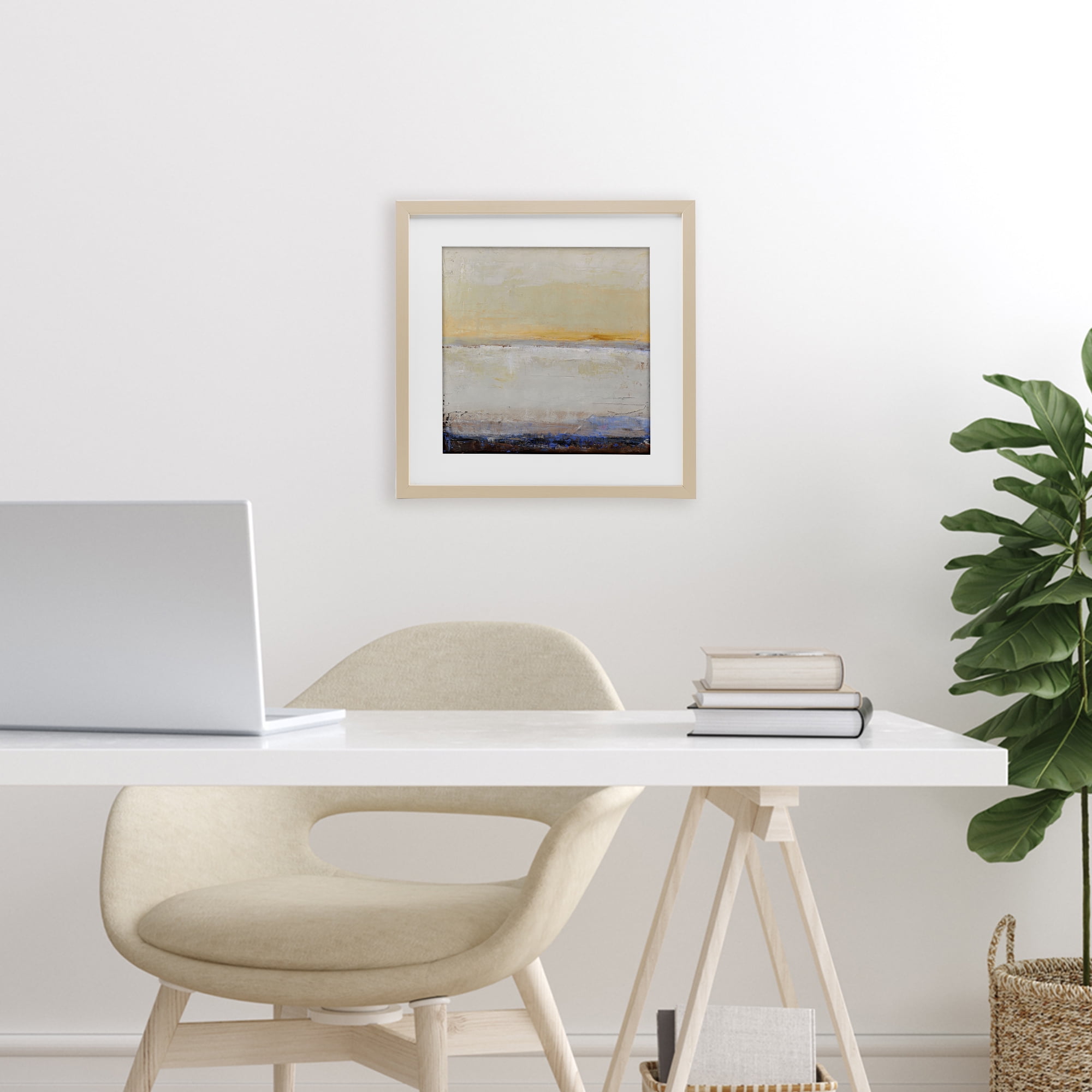 Sweeping Subtle Horizon Birch Framed Print Under Glass, design by Design Fabrikken