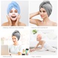 thumbnail image 5 of 3 Pack Microfiber Hair Towel Wrap Laicky Super Absorbent Twist Turban for Women Fast Drying Hair Caps with Buttons for Drying Curly, Long & Thick Hair Anti Frizz(Gray), 5 of 6