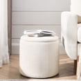 thumbnail image 3 of Chenille Fabric Round Ottoman with Storage | Ideal for Living Room, Comfortable Touch and Sturdy Frame, 3 of 6