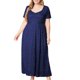 thumbnail image 4 of Puntoco Vestido De Noche Con Bolsillo De Encaje Hueco De Talla Grande Para Mujer Falda Larga Vestido De Cuello Redondo De Manga Corta Azul Oscuro Xxxl,Regalos Para Mujer Joven, 4 of 6