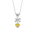 thumbnail image 2 of Delight Jewelry Yellow Faceted Glass Spinner Silver tone Bow Heart Necklace, 2 of 4