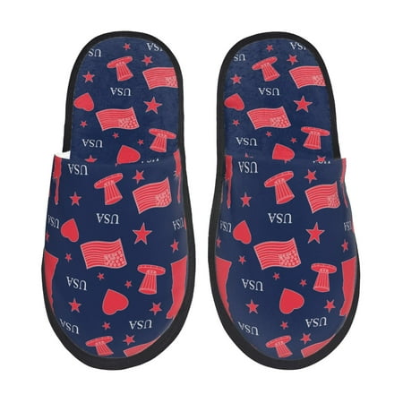 Balery The Statue Of Liberty Slient Indoor Furry Fleece Comfort House Shoes Soft Non-Slip Home Shoes Cotton slippers House Slippers-- Medium