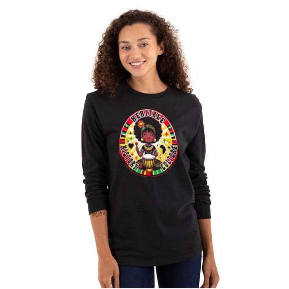 Black Heritage History Culture Women's Long Sleeve T Shirt Brisco Brands S
