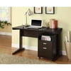 2-Piece Desk and Rolling File Cabinet Set, Cappuccino Finish